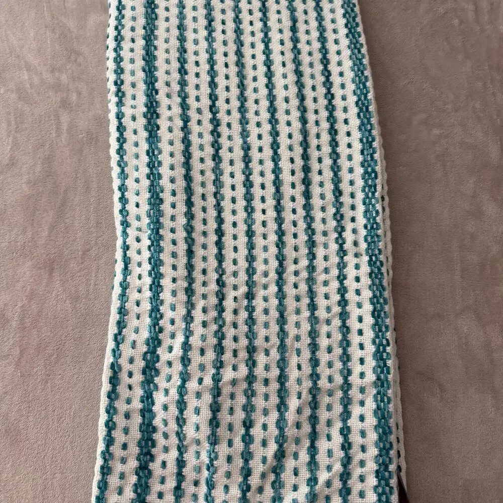 Berkshire Home White Throw with Teal Stitching - 50 x 60 - NWT
